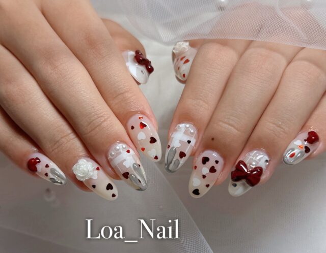 恋も視線も独り占め♡ハート尽くしネイル(⋈◍＞◡＜◍)。✧♡