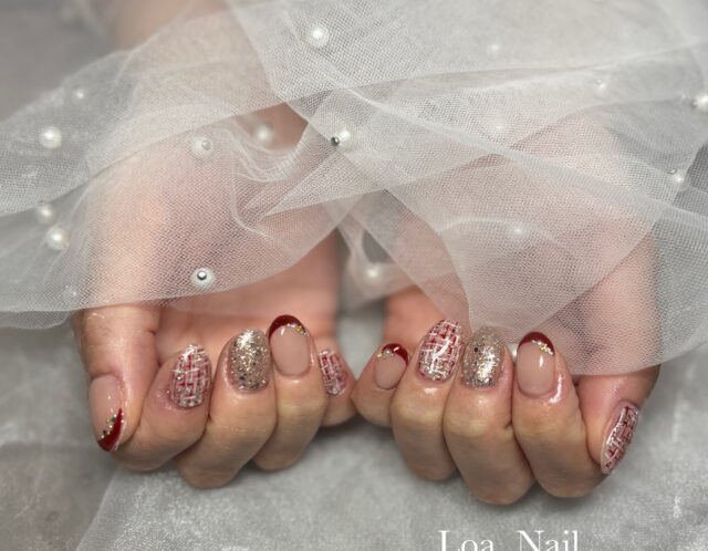 秋冬にぴったり♡大人レディなツイードネイル